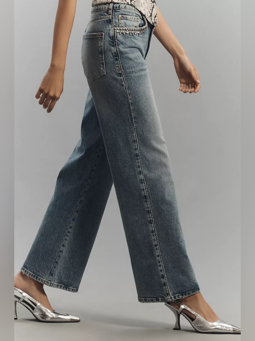 The Austyn High-Rise Wide-Leg Jeans: Embellished Uncuffed Edition